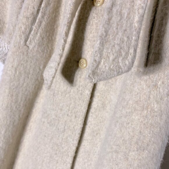 Vintage Irving Posluns Cream Long Wool Overcoat M - Picture 7 of 15